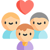 Icon of three people under a heart